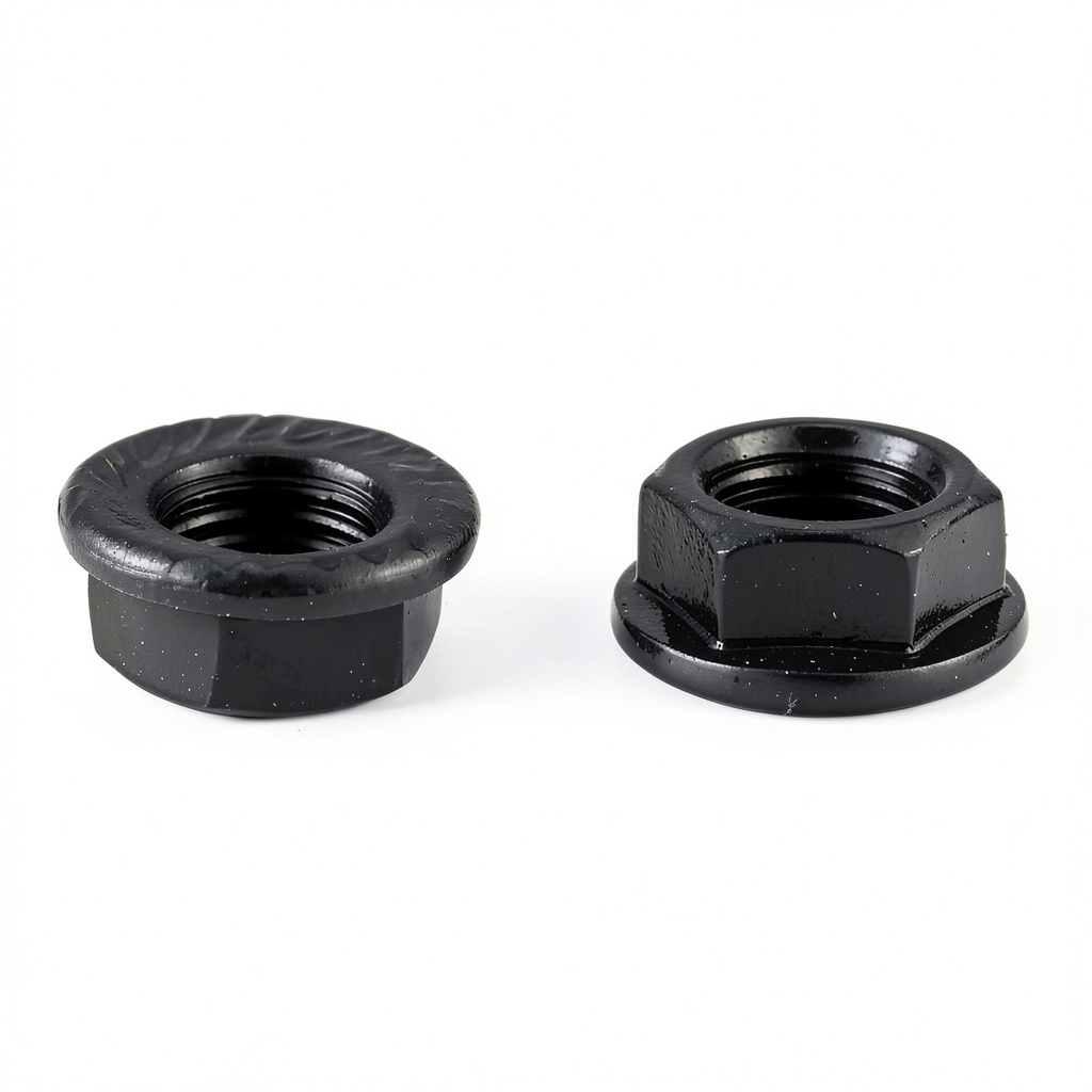 VANICE crank nuts installed on a mountain bike bottom bracket