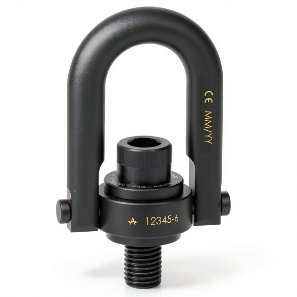 23301 Safety Engineered Swivel Hoist Ring, Alloy Steel w/ Black Oxide finish, G Thread Size 1/2"-13, 2500 lbs Working Load Limit, 3-49/64" Height, 1-1/16" Thread Length-0